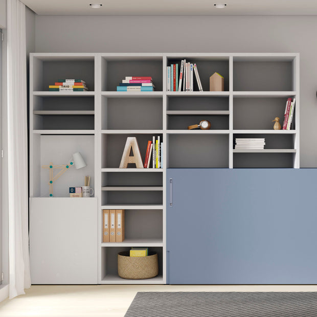 Horizontal Single Wall Bed with Storage