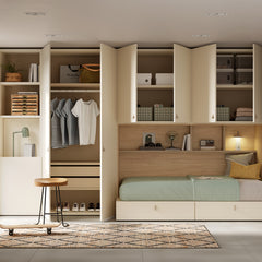 Integrated Bed with Optional Storage and Hidden Desk