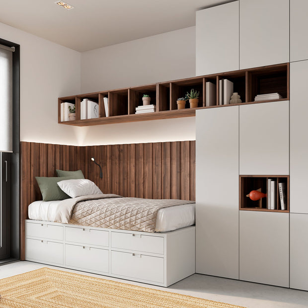 Storage Drawer Bed with Optional Wall Storage