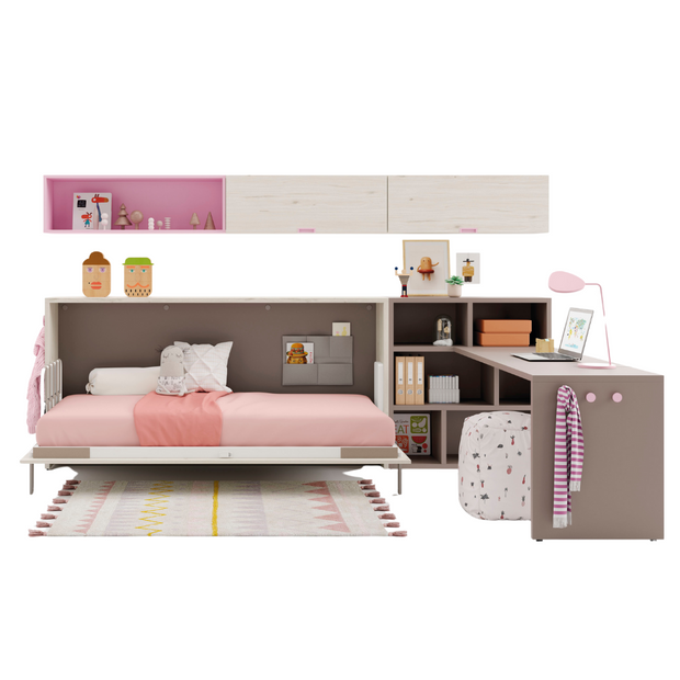 Horizontal Single Wall Bed with Integrated Study Space