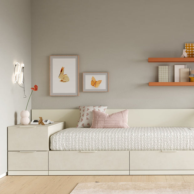 Platform Storage Drawer Bed with Optional Wall Storage